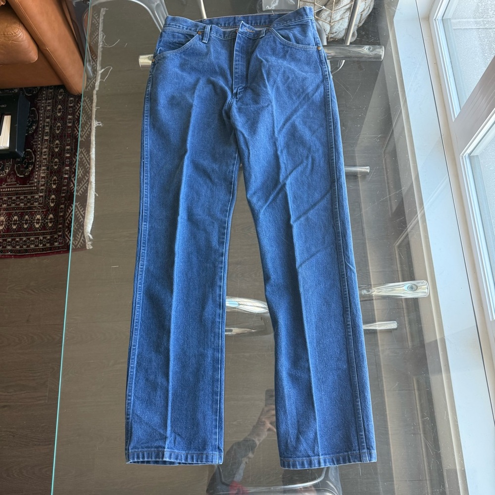 Wrangler Jeans Mens 34x34 Regular Straight Blue Wash Denim 13MWZ Cowboy